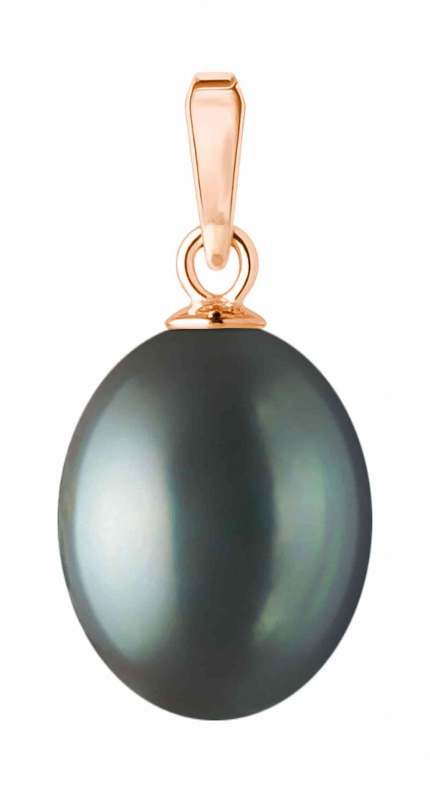 Gaura Pearls Perlenanhänger - schwarz, 585 Roségold plattiert