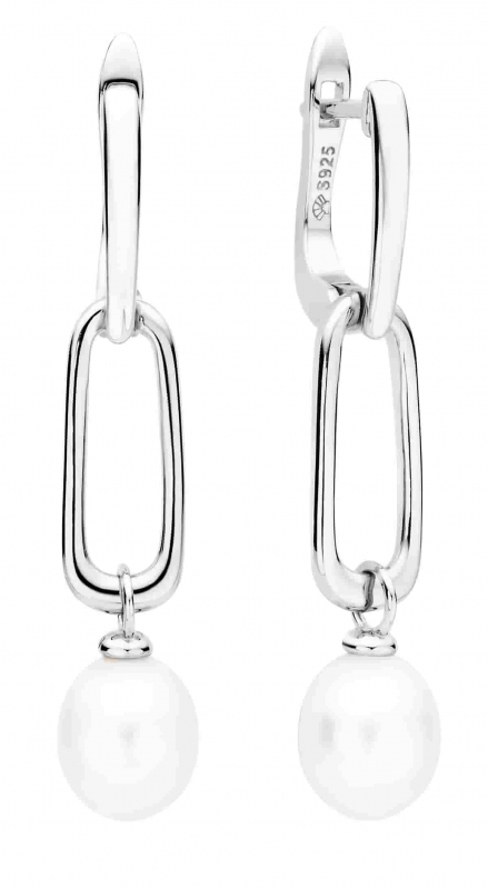 Gaura Pearls Perlenohrringe - weiß, reis, 8 mm, 925 Silber