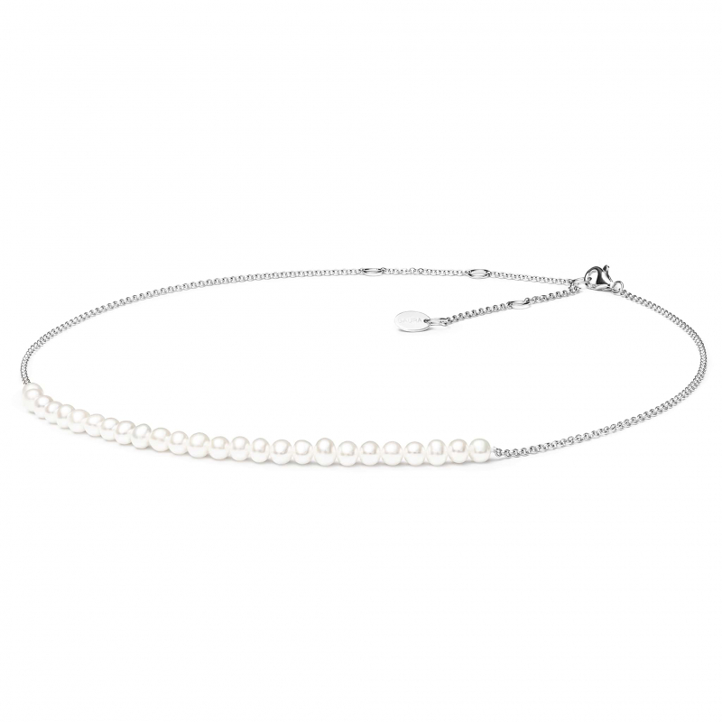 Gaura Pearls Silberkette - weiß, 38-43 cm, 925 Silber