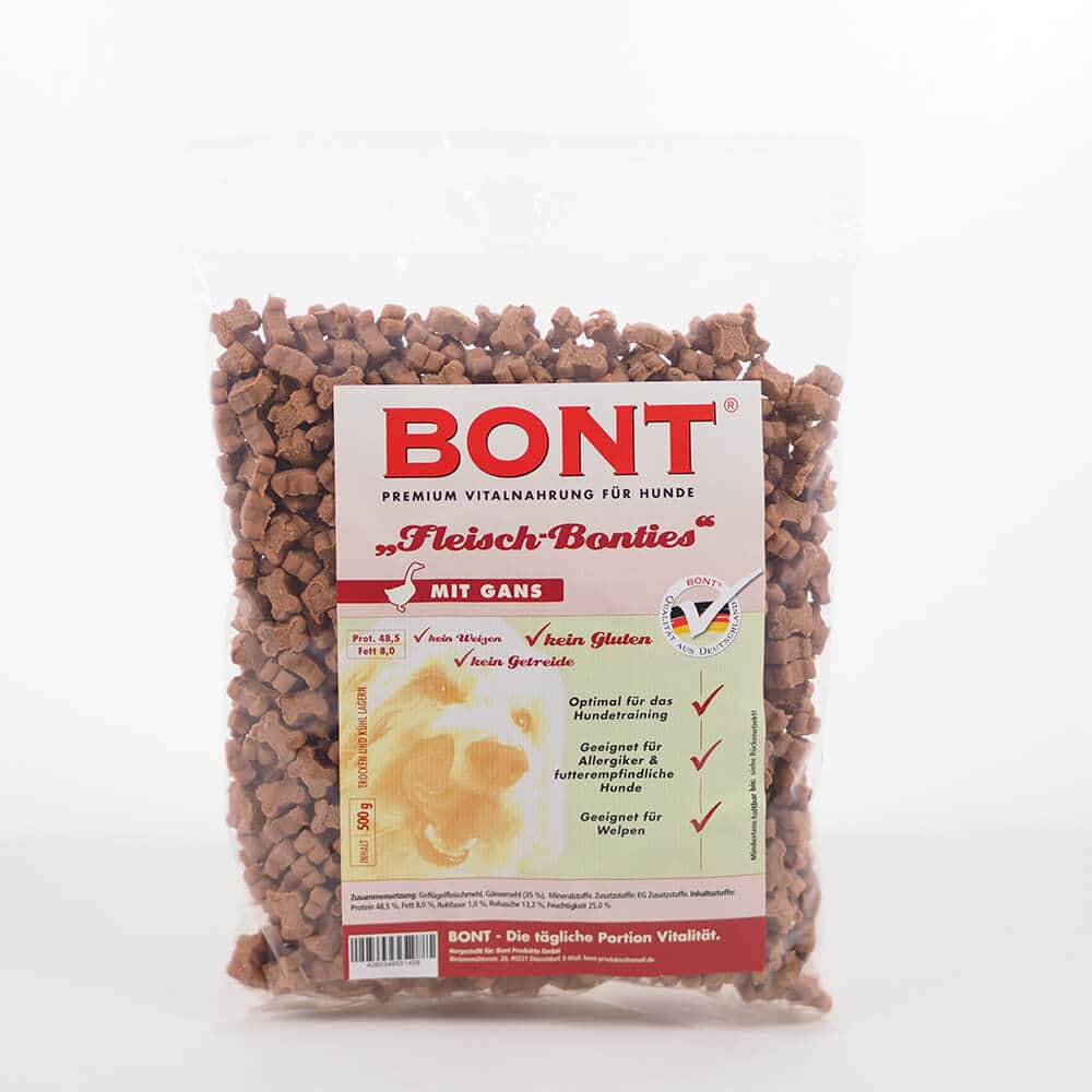 Bonties Fleisch Hunde Leckerlie - Hunde Snacks im Verschiedenen Sorten - 500g, Gans