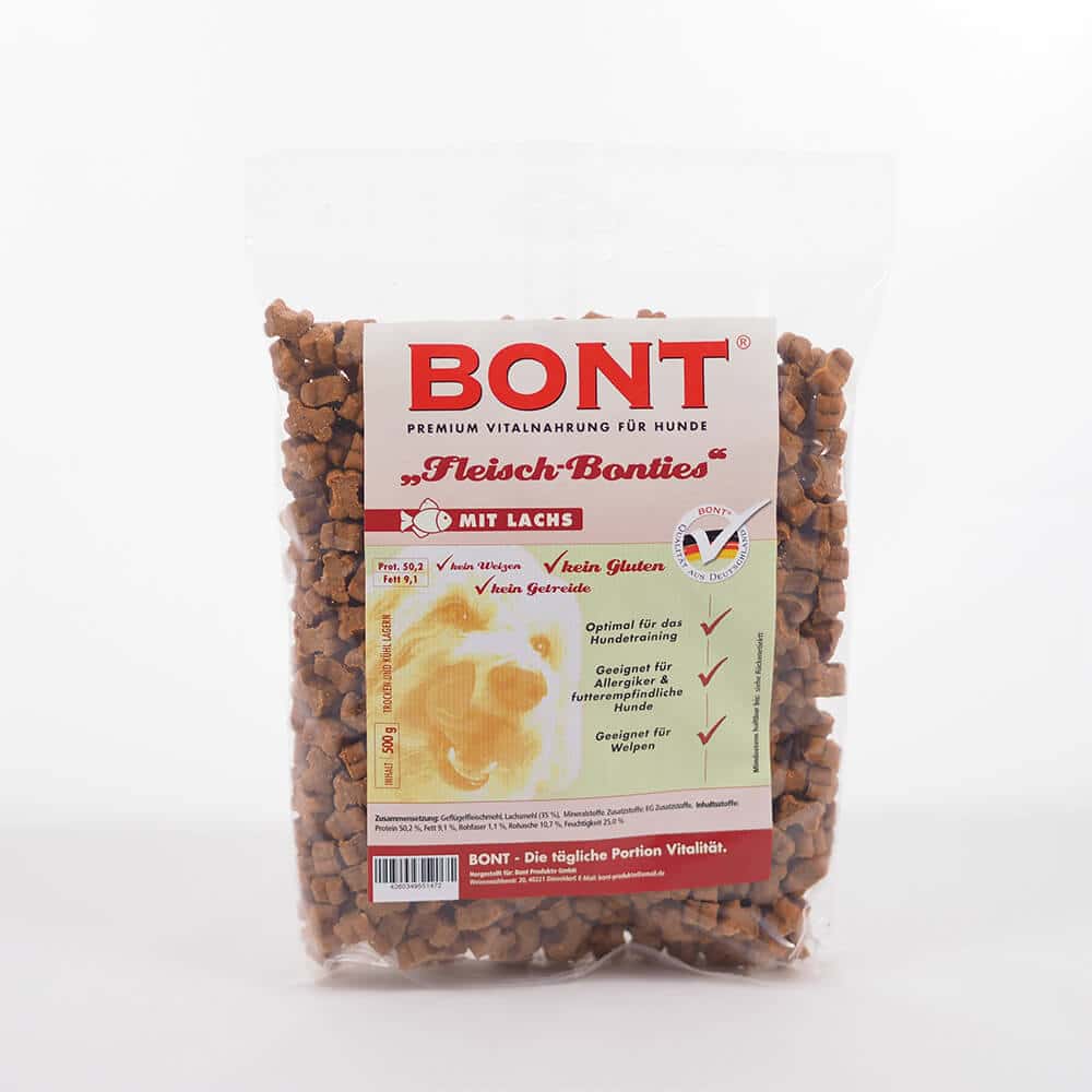 Bonties Fleisch Hunde Leckerlie - Hunde Snacks im Verschiedenen Sorten - 500g, Lachs