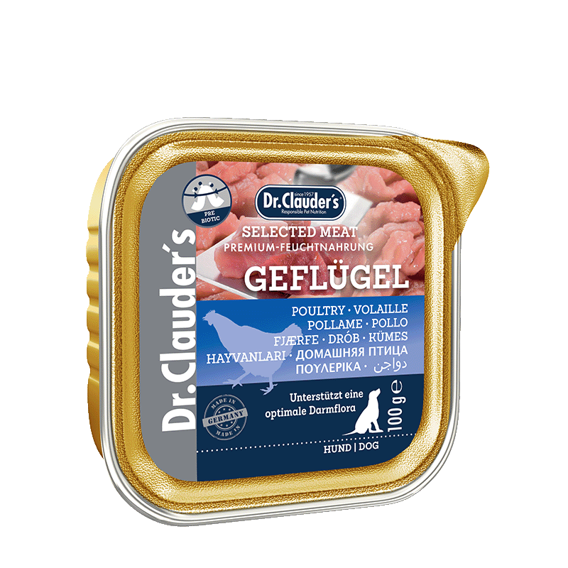 Dr Clauder Nassfutter für Hund Selected Meat Schälchen Geflügel 100g