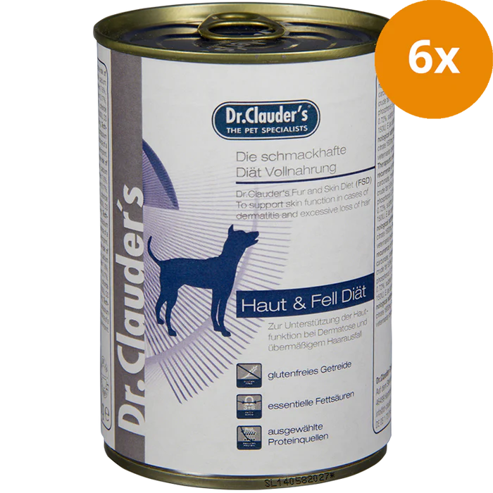 Dr Clauder Nassfutter für Hund Diät FSD Haut & Fell 6 x 400g - Sparpaket: 6 x 400 g
