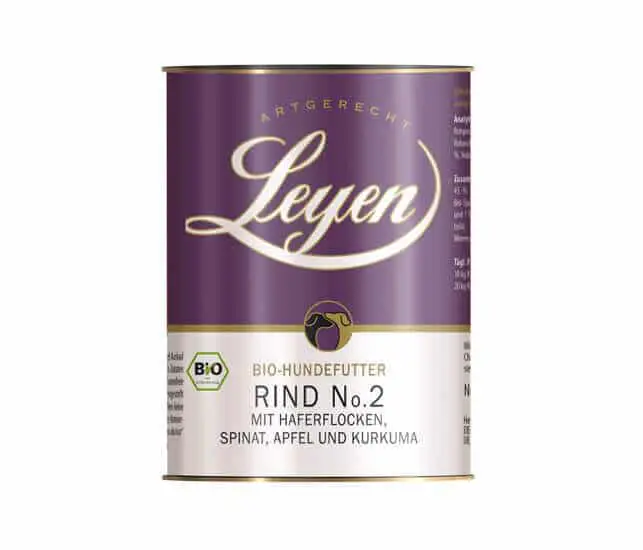 Leyen Bio Nassfutter für Hunde Rind mit Haferfl., Spinat u. Apfel - 800g