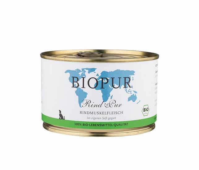 BIOPUR Nassfutter für Hunde Bio Rindmuskelfleisch - 200g