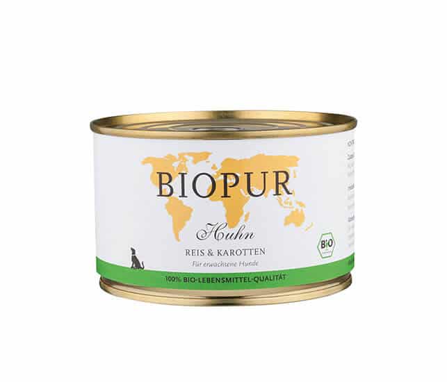 Biopur Nassfutter für Hund Huhn, Reis und Karotten - Sparpaket: 12 x 400g