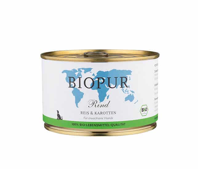 BIOPUR Nassfutter für Hunde Bio Rind, Reis & Karotten - 400g