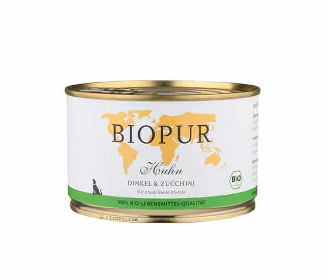 BIOPUR Nassfutter für Hunde Bio Huhn Dinkel & Zucchini - 400g