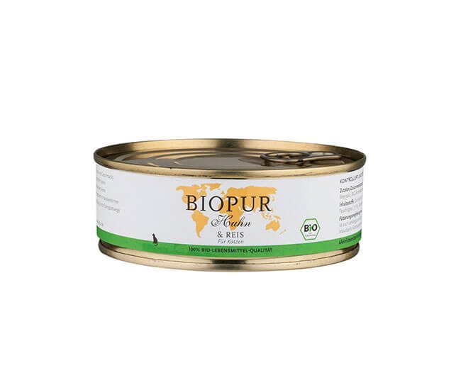 BIOPUR Nassfutter für Katzen Bio Huhn & Reis  Glutenfrei
