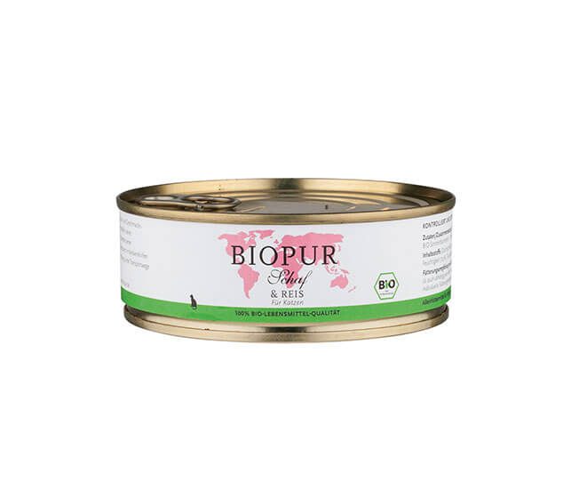 BIOPUR Nassfutter für Katzen Bio Schaf & Reis Glutenfrei 200g