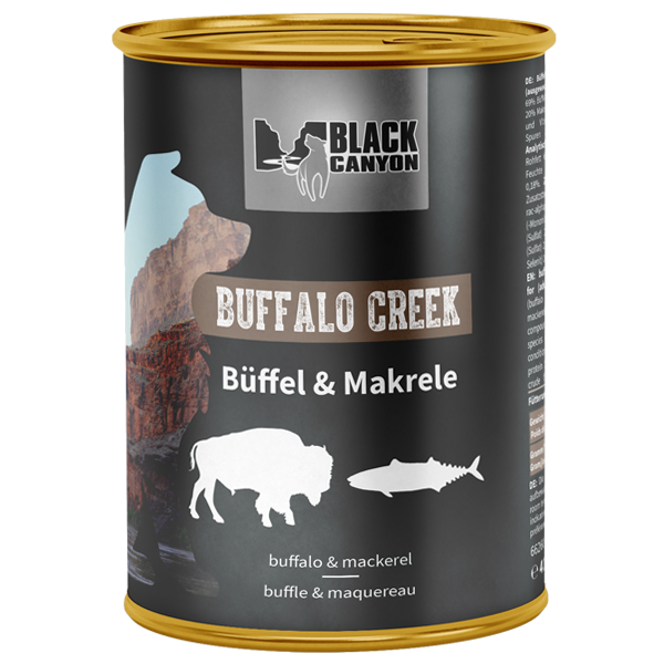 Black Canyon Nassfutter für ausgewachsene Hunde - Sparpaket: 6 x 820g, Buffalo Creek – Makrele & Büffel
