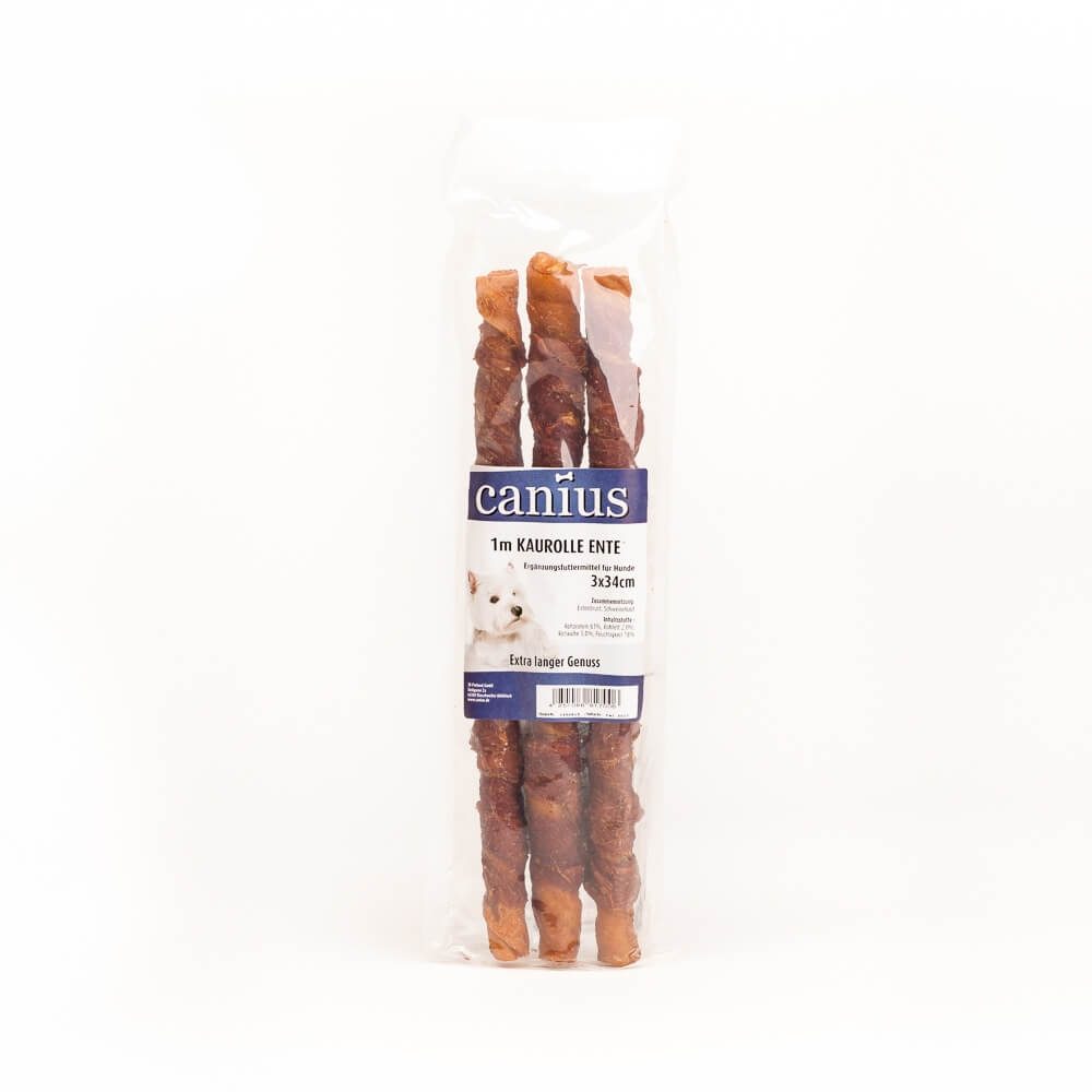 Canius Hunde Snacks 1m Kaurolle Ente 24Stk x 34cm