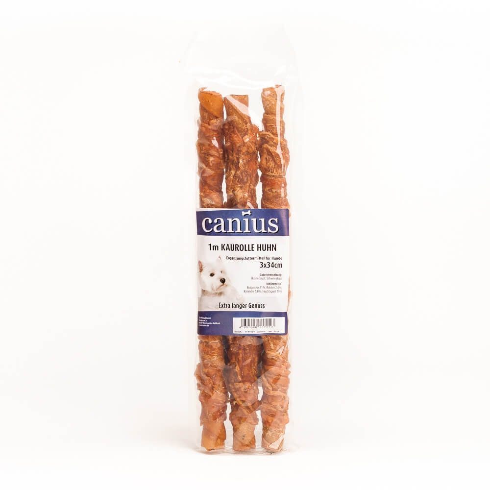Canius Snacks für Hunde 1m Kaurolle Hühn. 24Stk x 34cm