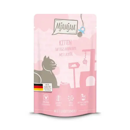 MjAMjAM Katzen Nassfutter Kitten saftiges Hühnchen mit Lachsöl - 400g