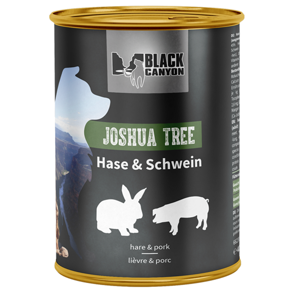 Black Canyon Nassfutter für ausgewachsene Hunde - Sparpaket: 6 x 820g, Joshua Tree – Hase & Schwein