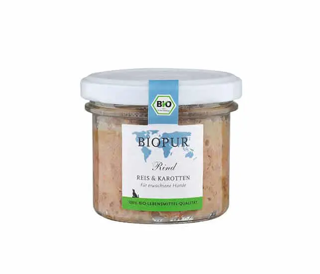 Biopur Hundefutter Rind, Reis, Karotten Bio- im GLAS - Sparpaket: 6 x 400g