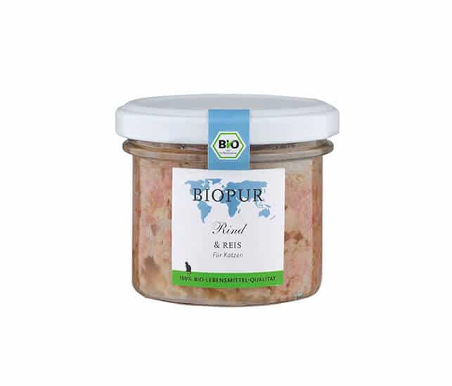 Biopur Katzenfutter  Rind, Reis Bio-im GLAS - 400g