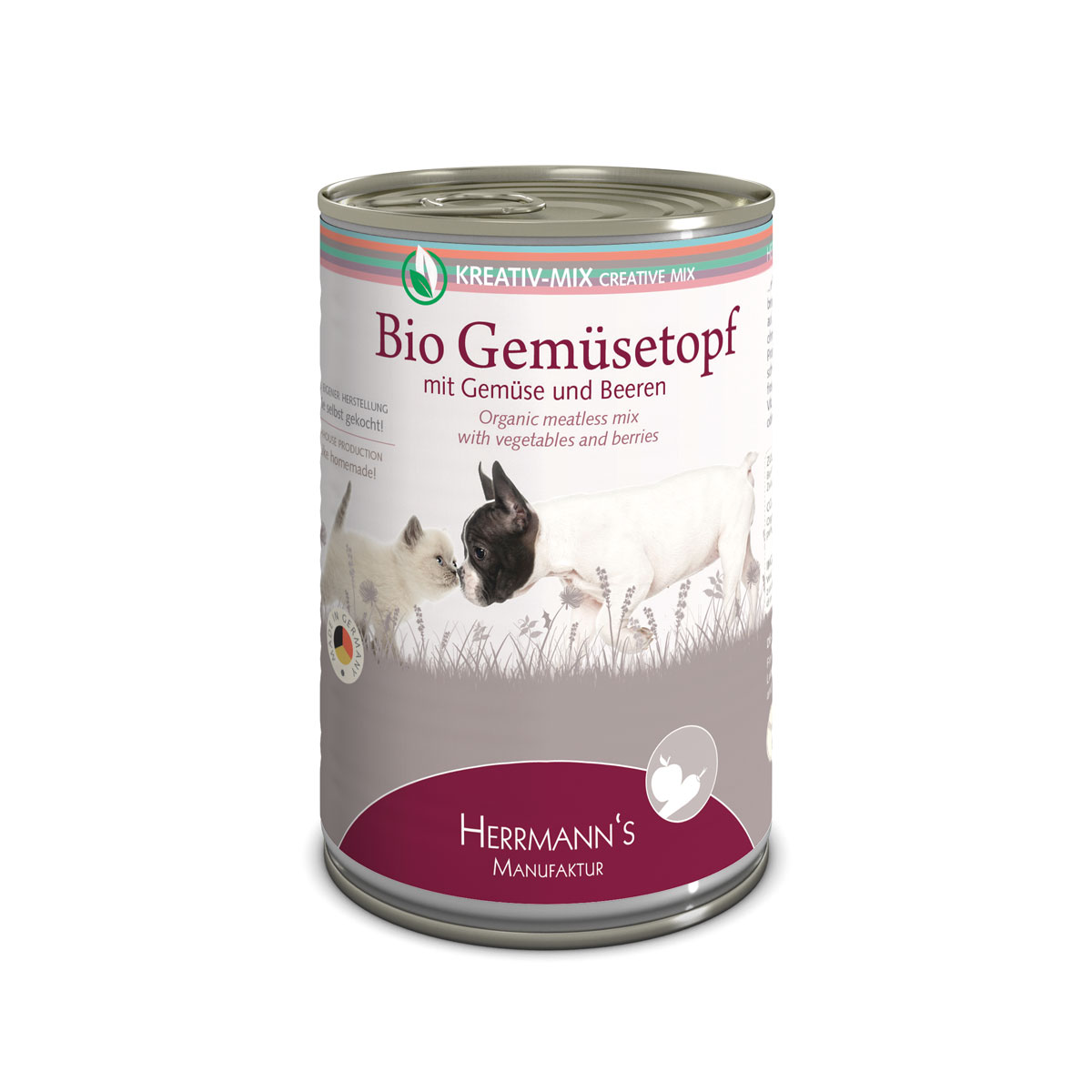Herrmanns BIO Gemüsetopf Nassfutter für Hunde und Katzen ERGÄNZUNGSFUTTER - Sparpaket: 12 x 400g