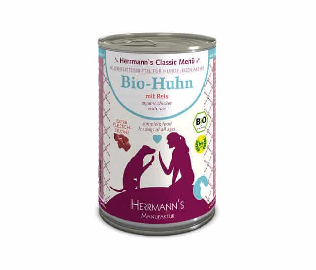 Herrmanns BIO Nassfutter für Hunde Huhn mit Reis - 400g