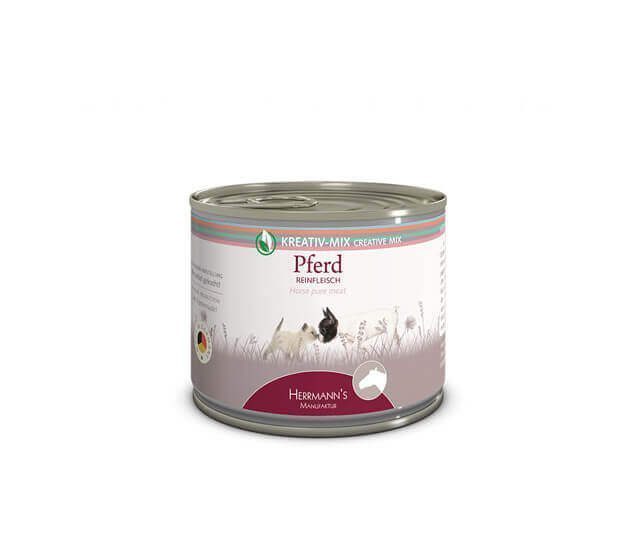 Herrmanns Reinfleisch Nassfutter für Hund und Katzen Pferd - Sparpaket: 6 x 200g