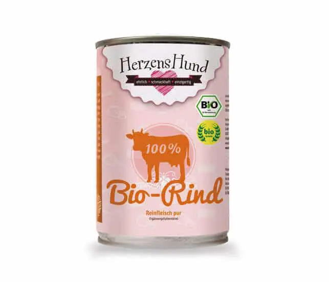 HerzensHund Nassfutter für Hunde BIO Rind Reinfleisch pur