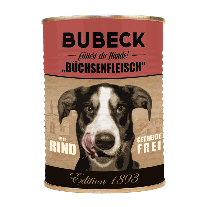 BUBECK BÜCHSENFLEISCH Nassfutter für Hunde Rinderherzen 400g