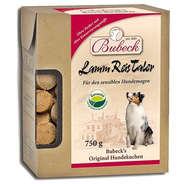 BUBECK Snacks für Hunde HUNDEKUCHEN Die Lamm und Reis Taler - 750g