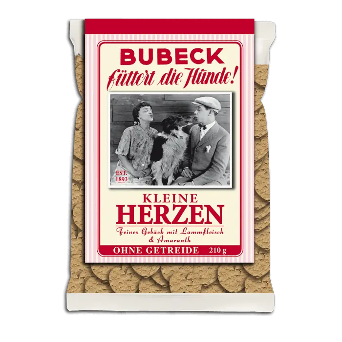 BUBECK Snacks für Hunde- Hundekuchen - kleine Herzen - getreidefrei 210g