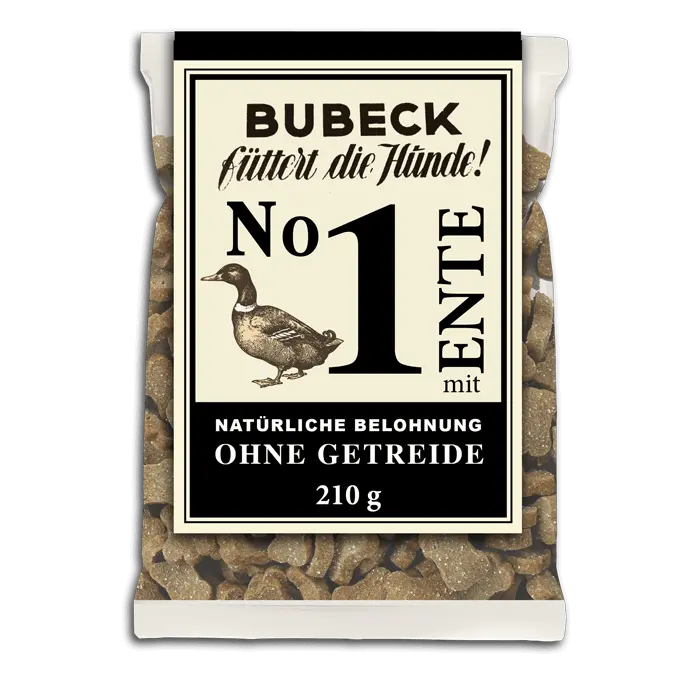 BUBECK Snacks für Hunde No. 1 mit Ente - getreidefrei- Hundekuchen 210g