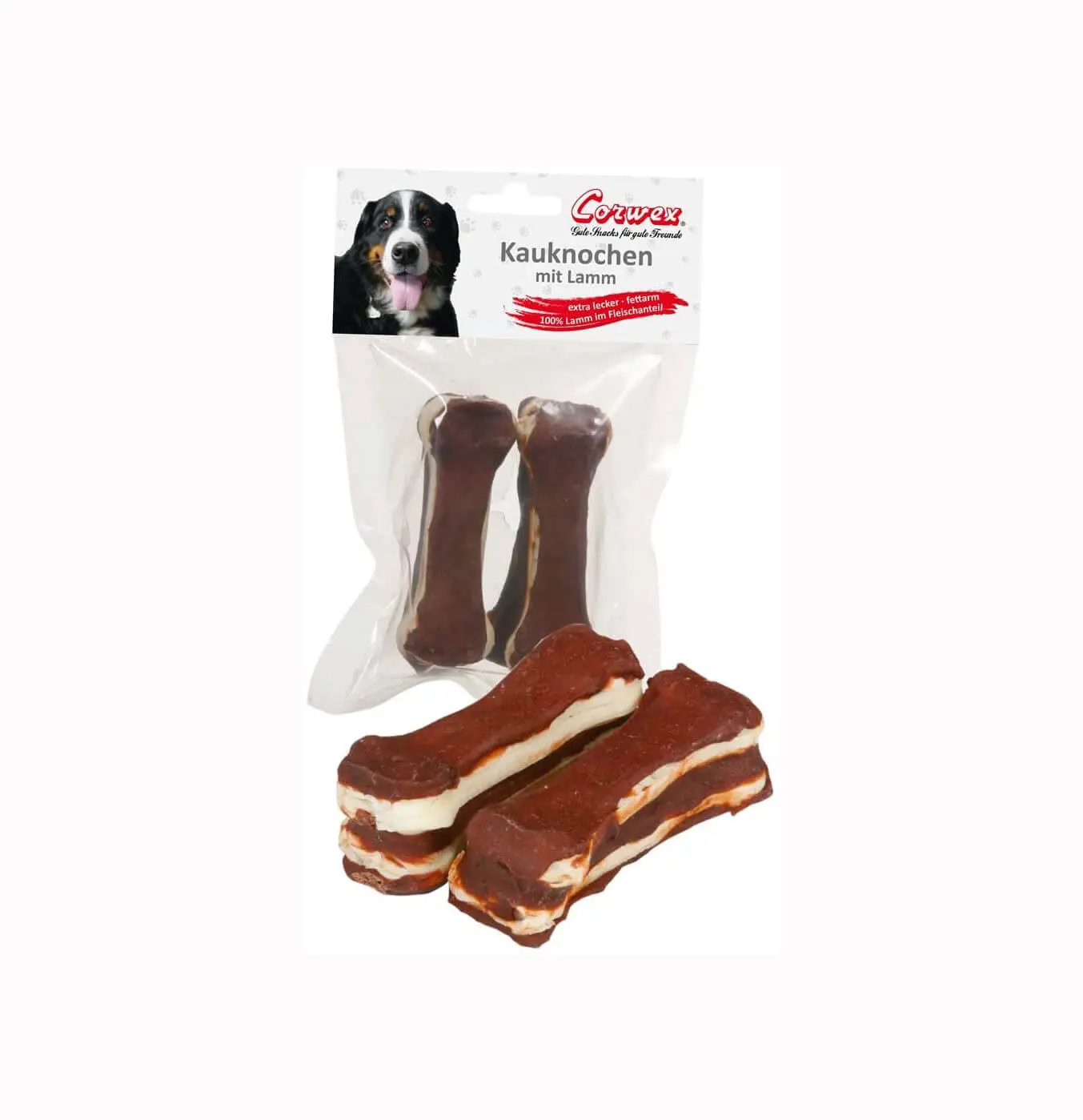 Corwex Snacks für Hunde Kauknochen mit Lamm 2x10cm