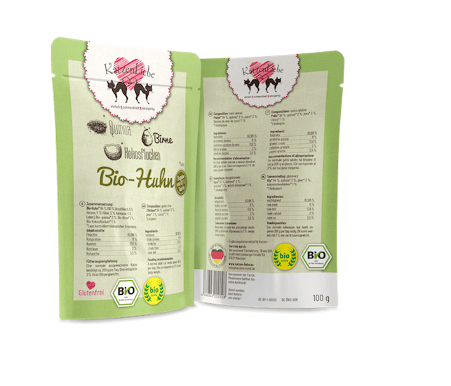 KatzenLiebe Bio Huhn mit Quinoa Nassfutter für Katzen - 200g