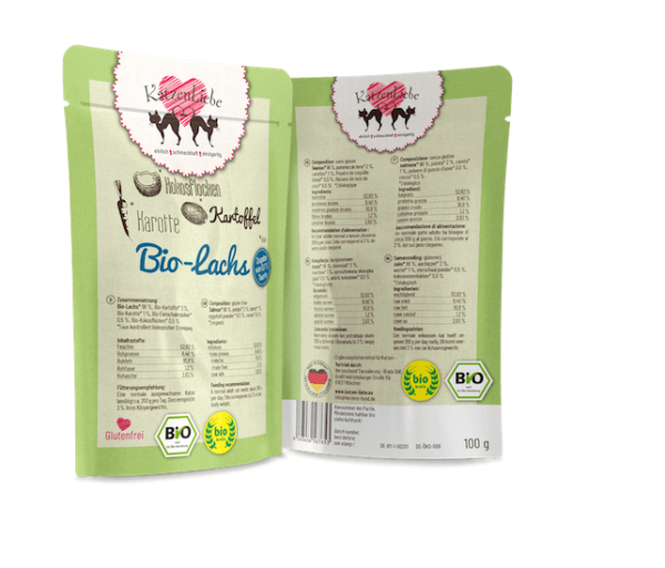 KatzenLiebe Bio Lachs mit Kartoffel Nassfutter für Katzen - 100g