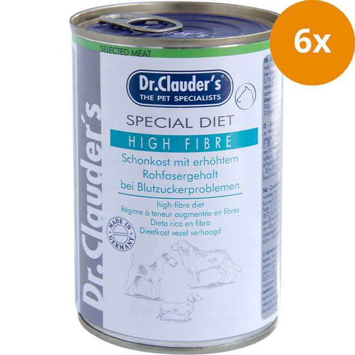 Dr Clauder Nassfutter für Hund Special Diet High Fibre 6 x 400g