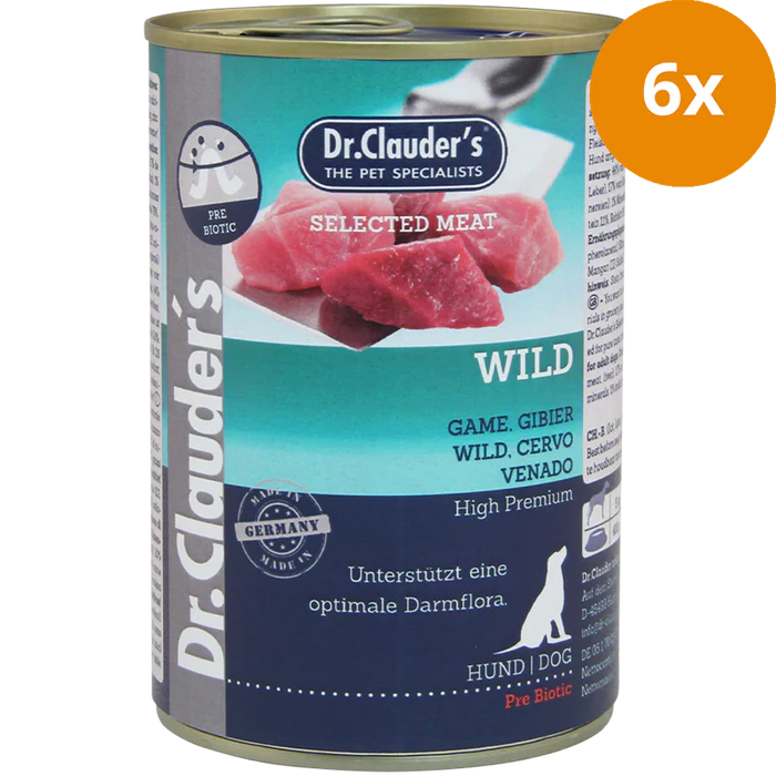 Dr Clauder Nassfutter für Hund Selected Meat Wild 6 x 400g - Sparpaket: 6 x 400 g