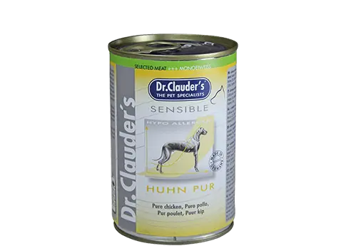 Dr Clauder Nassfutter für sensible Hunde Selected Meat pur 7 leckere Sorten 6 x 400g - Huhn, Sparpaket: 6 x 400g