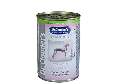 Dr Clauder Nassfutter für sensible Hunde Selected Meat pur 7 leckere Sorten 400g - Schwein, 400g
