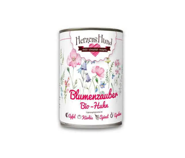 HerzensHund Nassfutter für Hunde BIO Huhn Blumenzauber