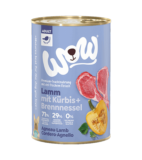 WOW Nassfutter für Hunde ADULT LAMM MIT KÜRBIS