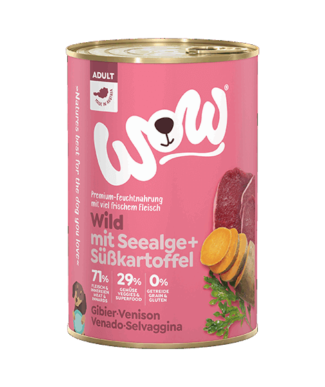 WOW Nassfutter für Hunde ADULT WILD MIT SEEALGE - 800g