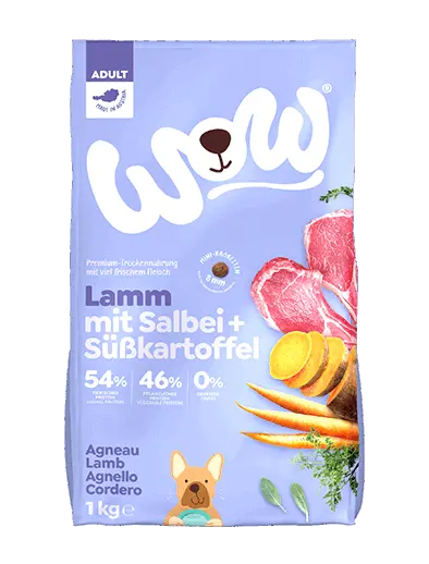 WOW HUNDE TROCKENFUTTER ADULT LAMM MIT SALBEI & Süßkartoffel - 1kg