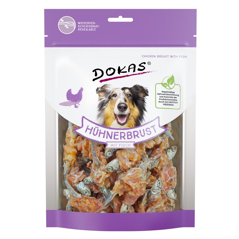 DOKAS Hundesnacks Hühnerbrust mit Fisch 220g