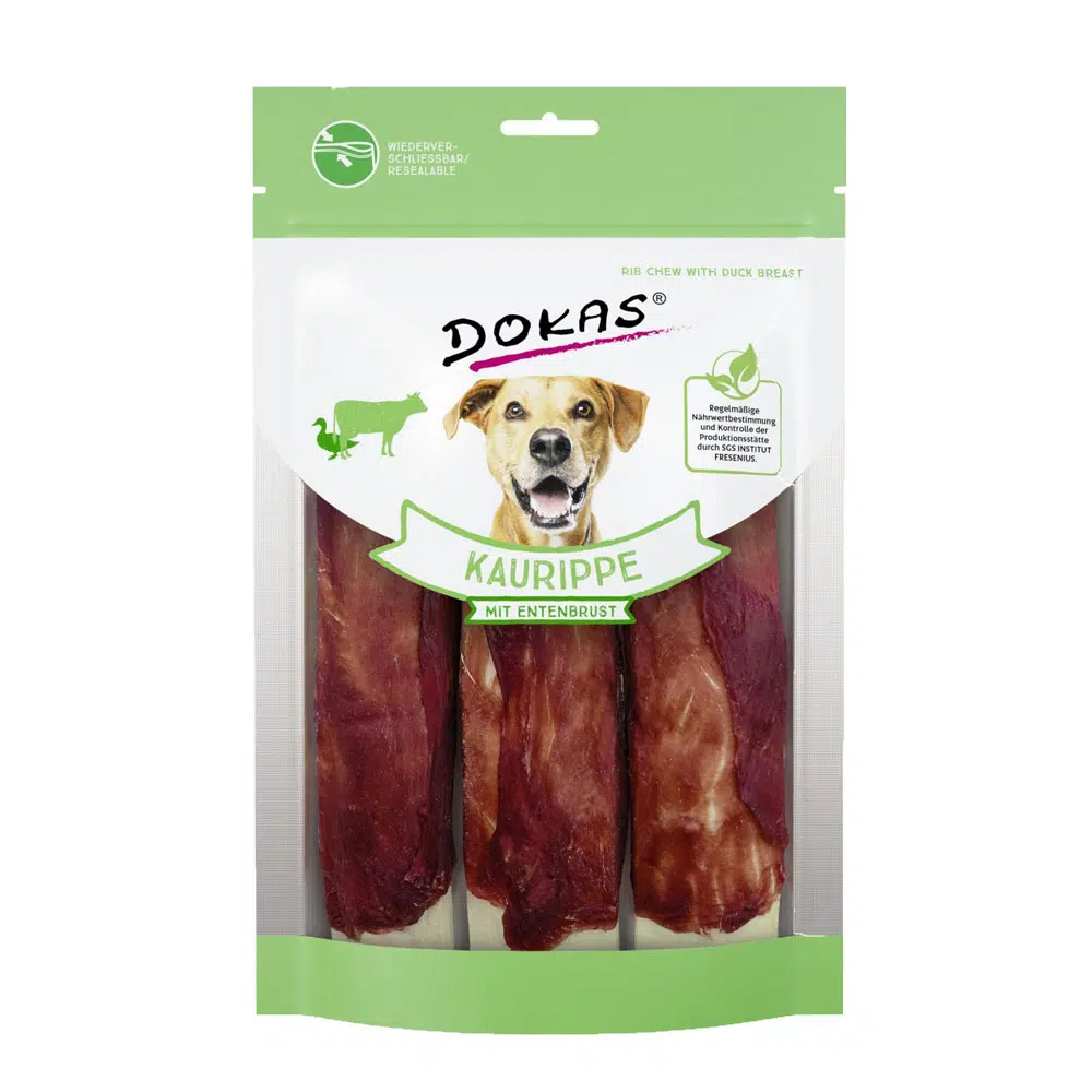 DOKAS Hundesnacks Kaurippe mit Entenbrust 210g
