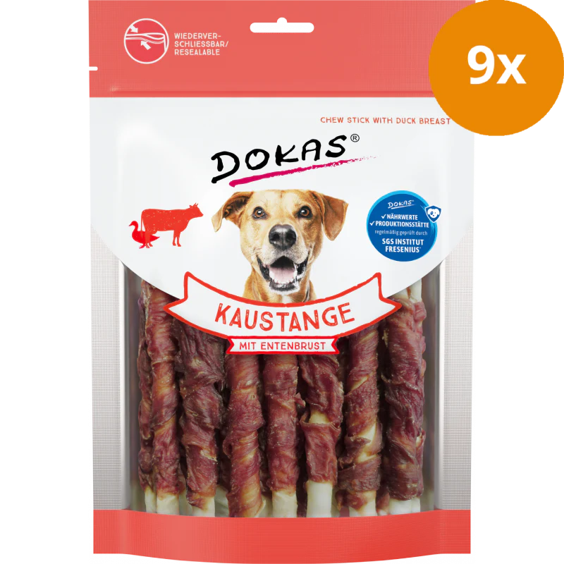 DOKAS Hundesnacks Kaustange mit Entenbrust 9 x 200g