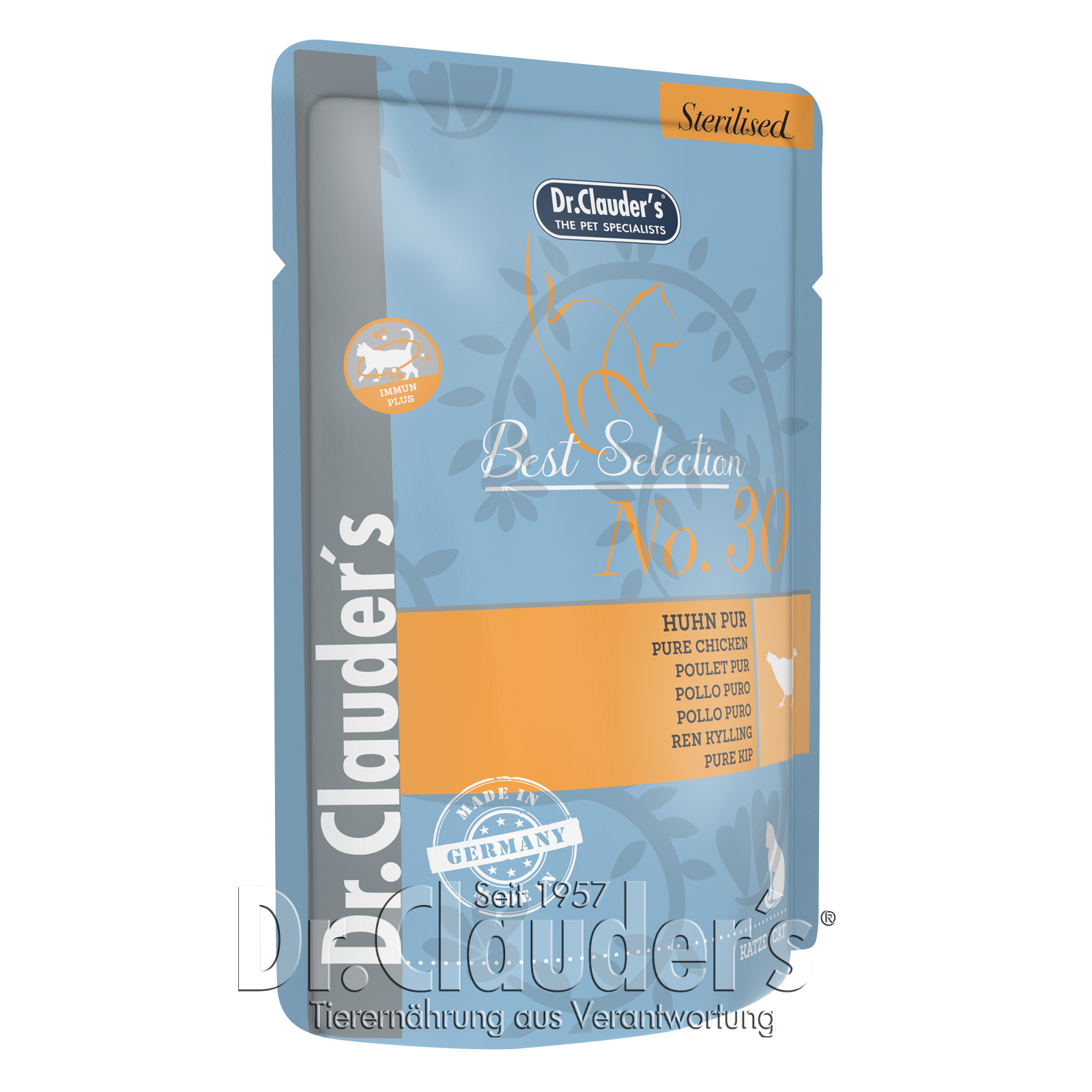 Dr Clauder Nassfutter für Katzen Best Selection Sterilised No 30 Huhn Pur 85g - Sparpaket: 16 x 85g