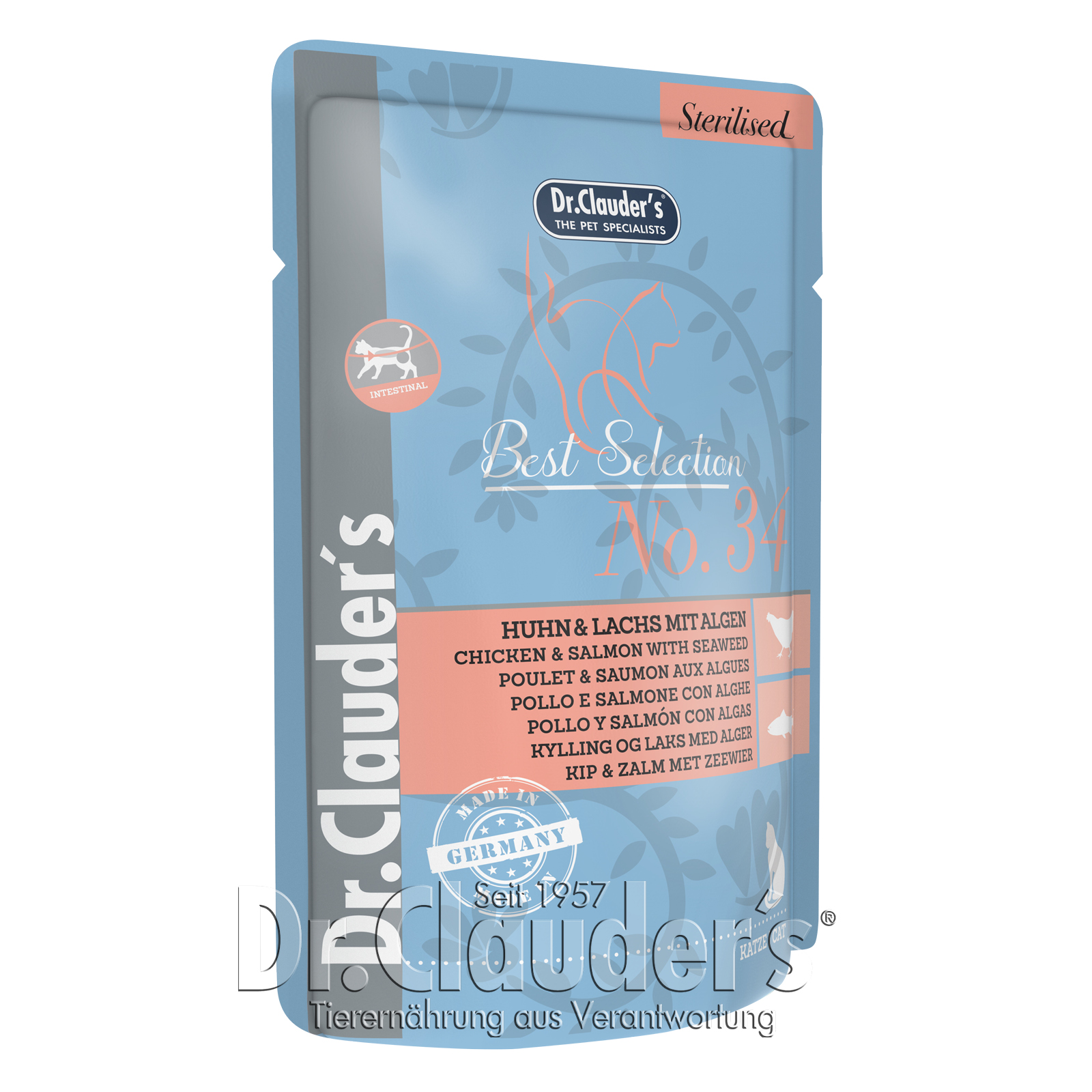 Dr Clauder Nassfutter für Katzen Best Selection Sterilised No 34 Huhn & Lachs mit Algen 85g - 85g