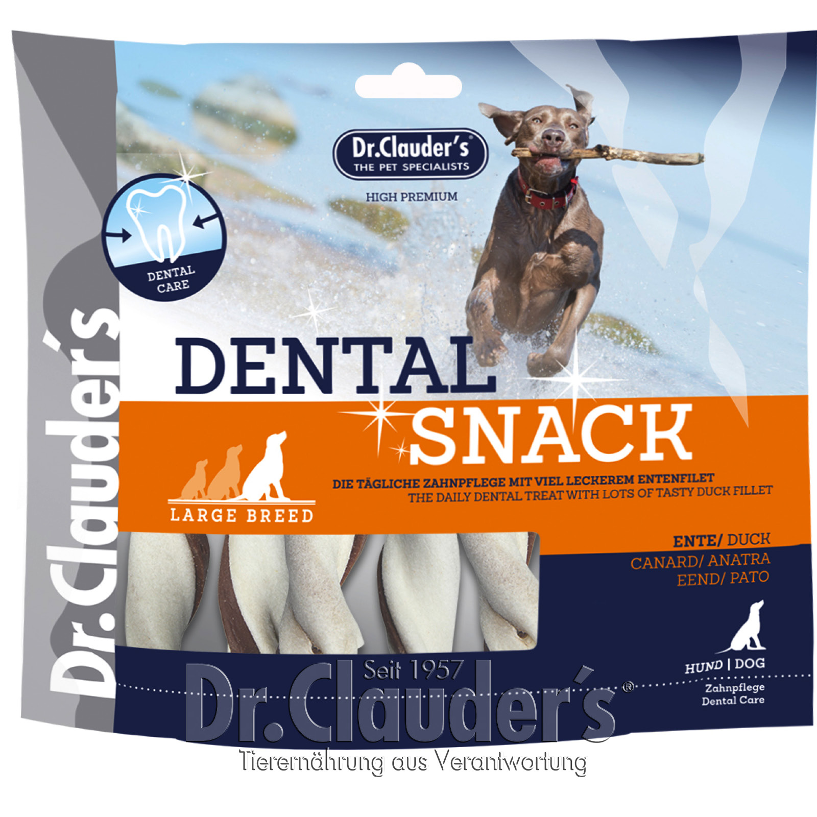 Dr Clauder Dental Hunde Snack Ente - Large Breed 500g