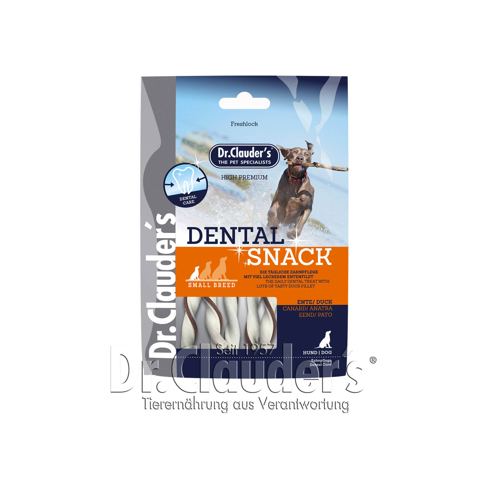 Dr Clauder Dental Hunde Snack Ente - Small Breed 80g - Sparpaket: 10 x 80g
