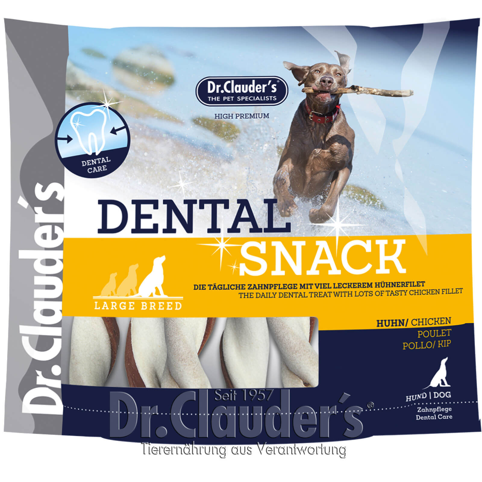 Dr Clauder Dental Hunde Snack Huhn Large Breed 500g