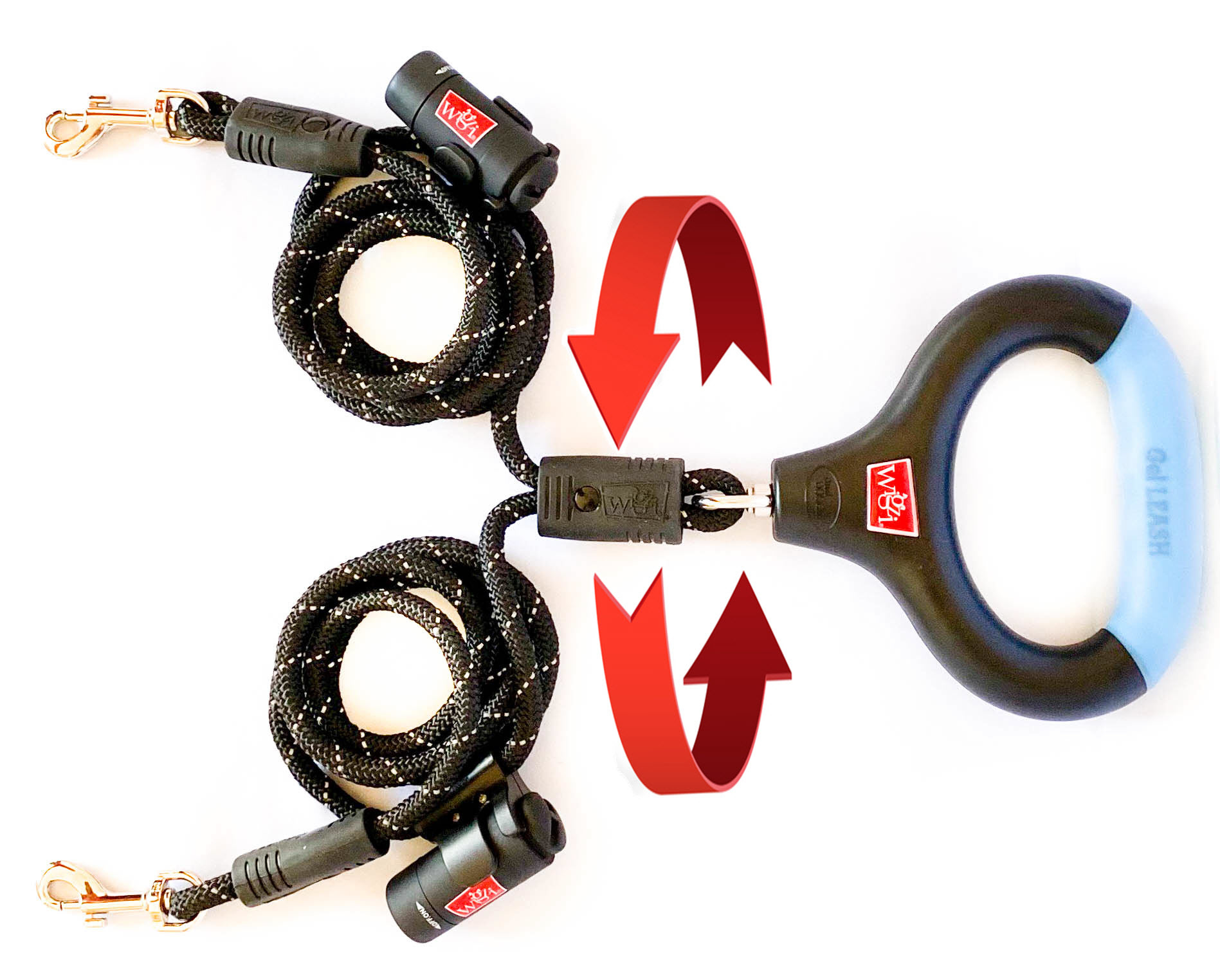 Wigzi Hundehalsbänder - Dual Doggie Gel Leash with Lights