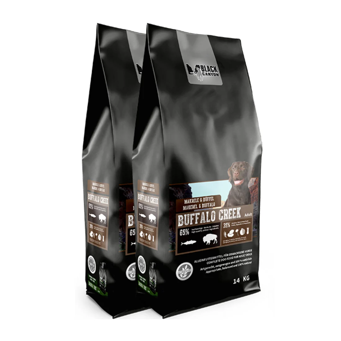 Black Canyon Trockenfutter Hund mit Buffalo Creek Makrele+Büffel - Sparpaket: 2 x 14 kg